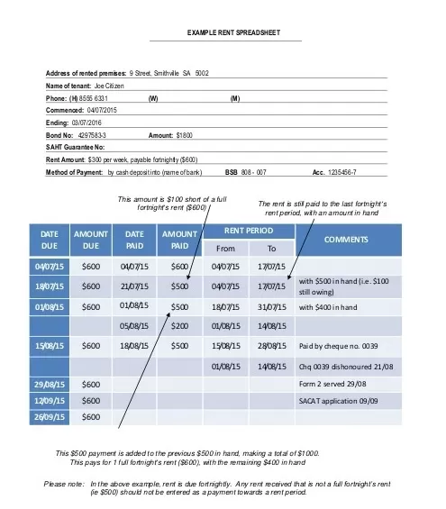 Quarterly Rent Receipt Template