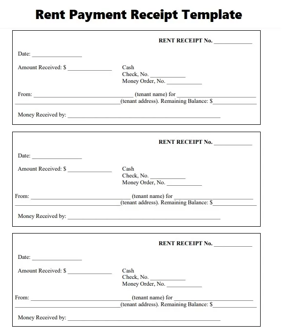 Rent Payment Receipt Template