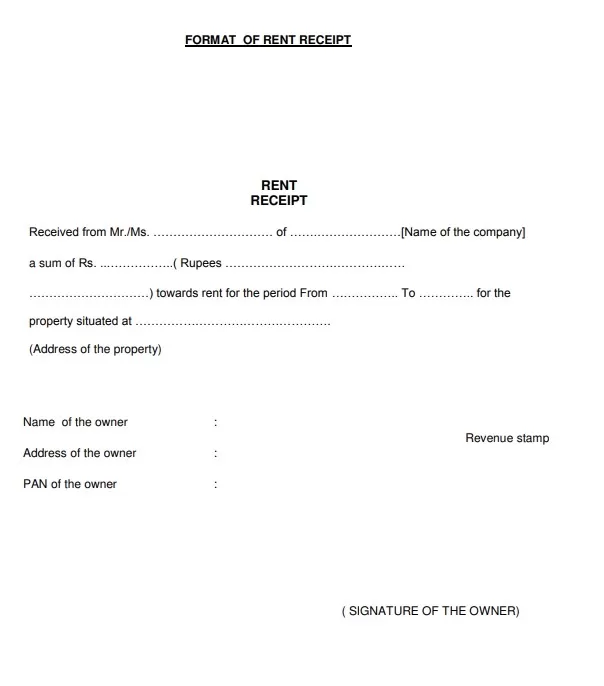 Rent Receipt Format