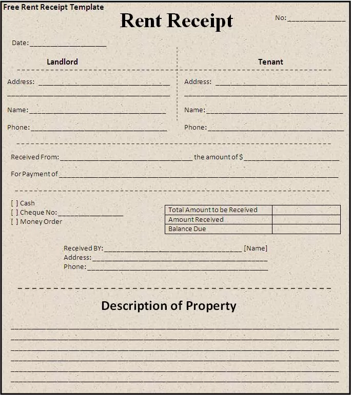 Rent Receipt Template