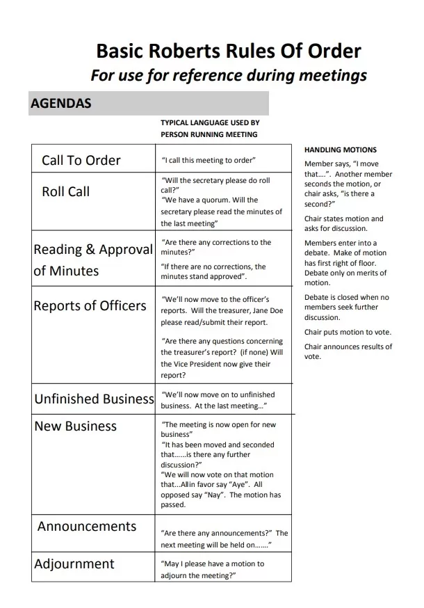 Rules of Order Template