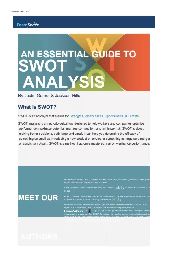 SWOT Analysis Guidebook Template