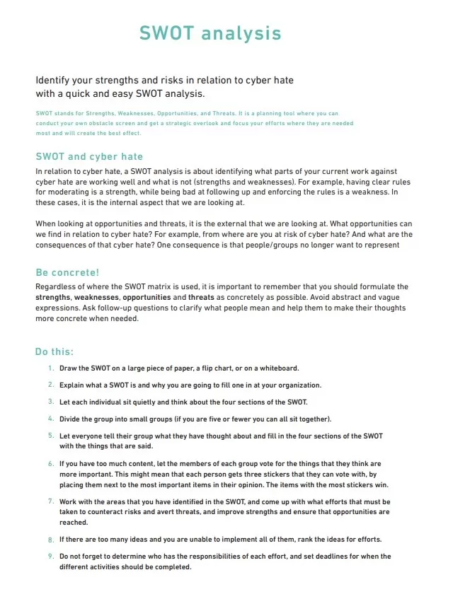 SWOT Analysis Handbook Template