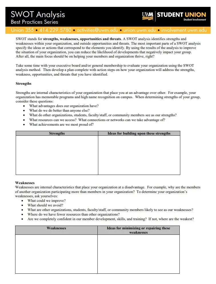 SWOT Analysis Study Template