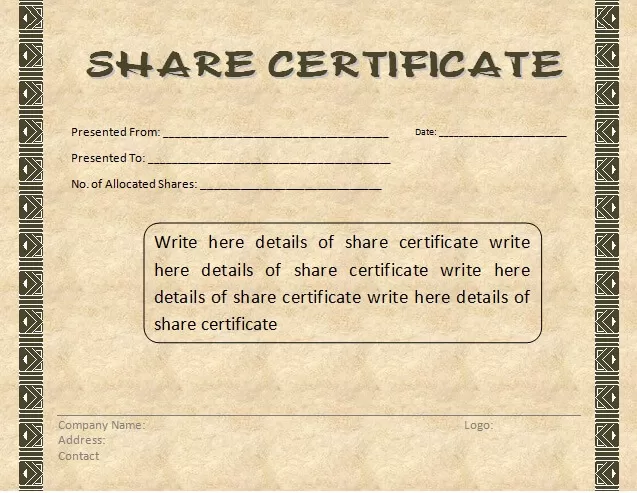 Share Certificate Template