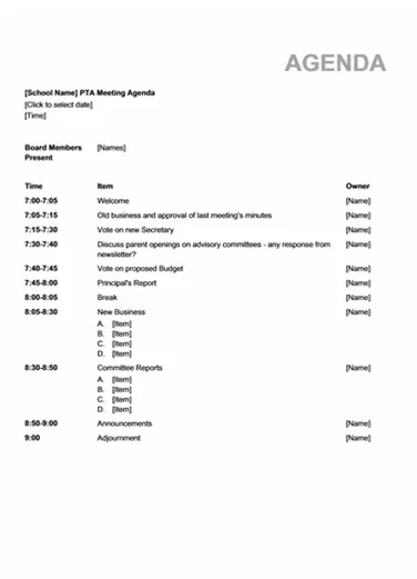 Simple Meeting Agenda Format