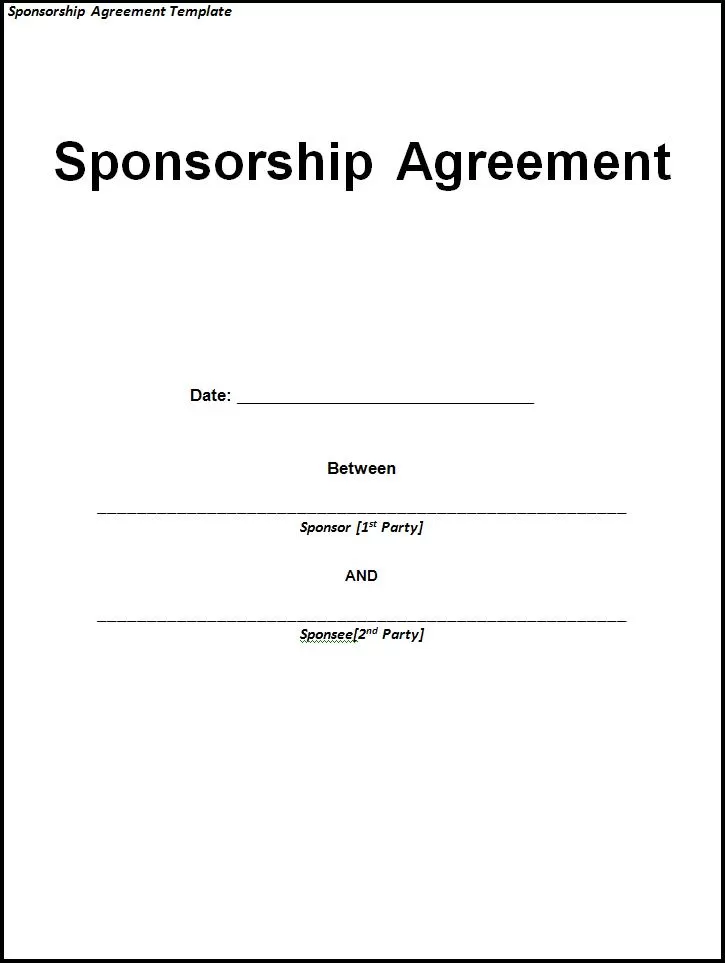 Sponsorship Agreement Template