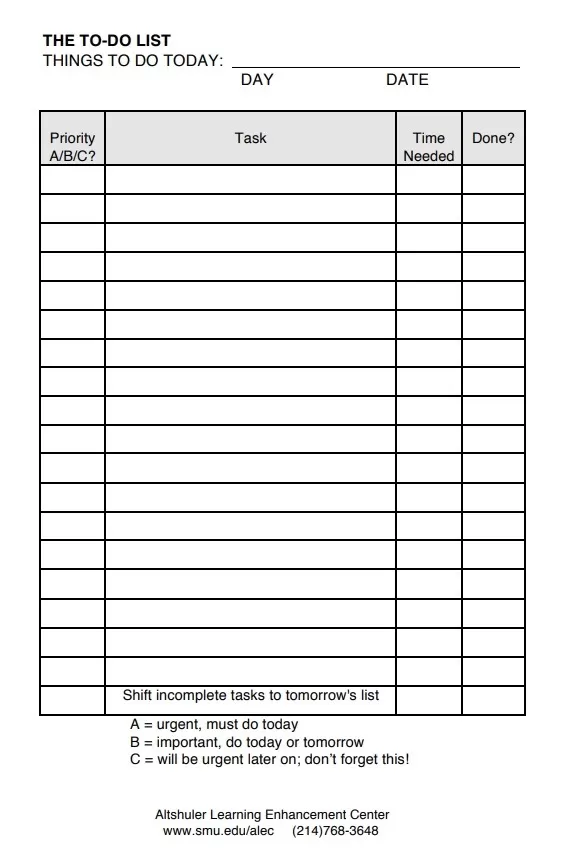 To Do List Template PDF