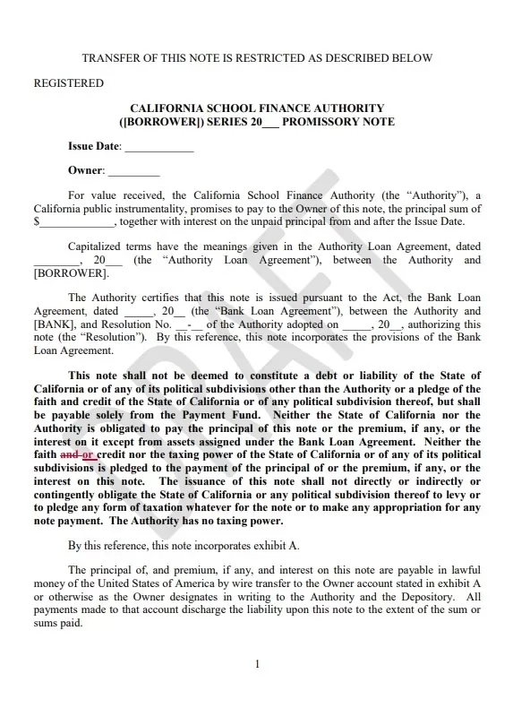 Transferable Promissory Note Template