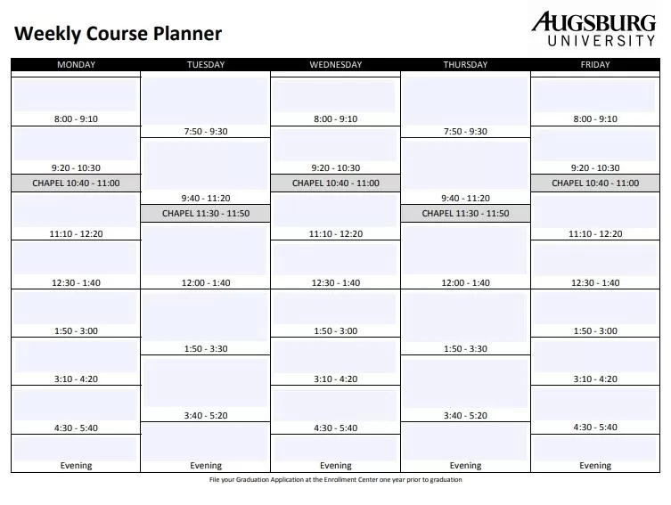  Weekly Course Planner Template