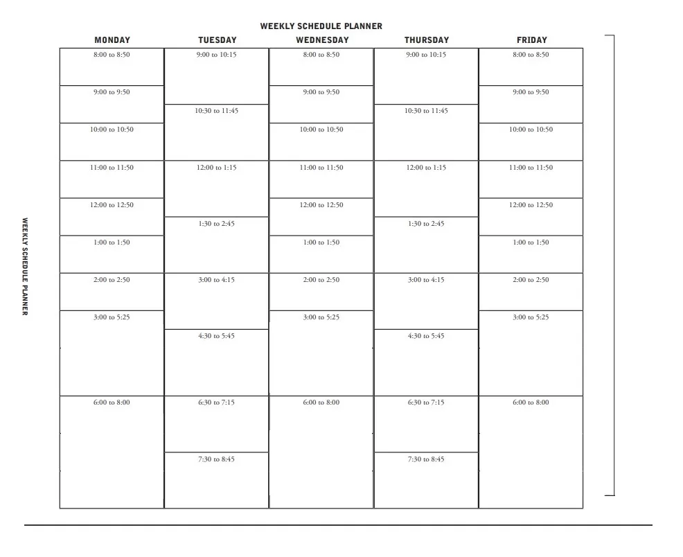 Weekly Plan Template