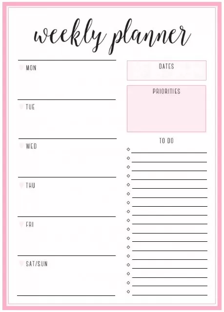 Weekly Planner Example