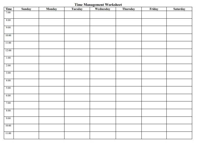 Weekly Time Planner Template