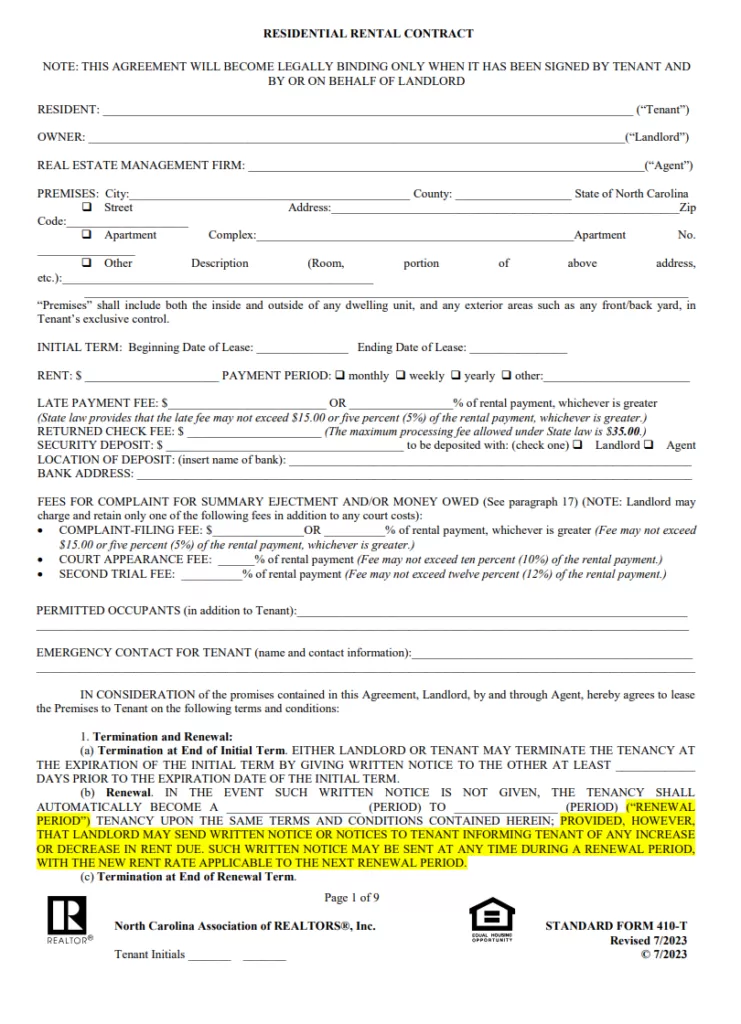 Residential Lease Agreement Template