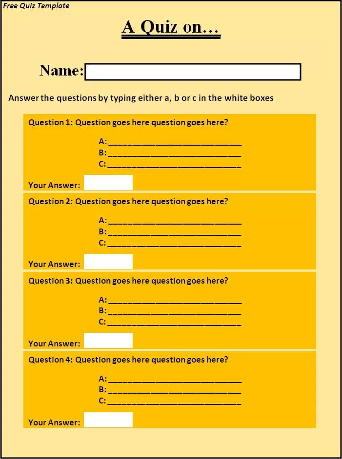 Free Quiz Template