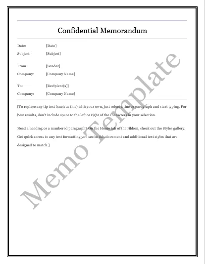 Confidential Memo Template