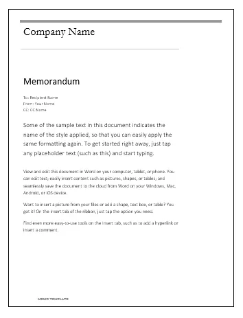 Memorandum Template