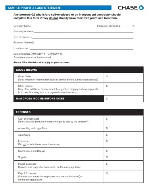 Profit and Loss Statement Template PDF