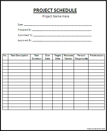 Project Schedule Template