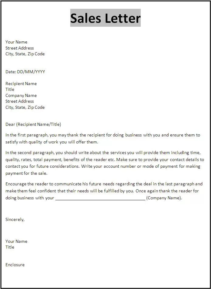 Sales Letter Template