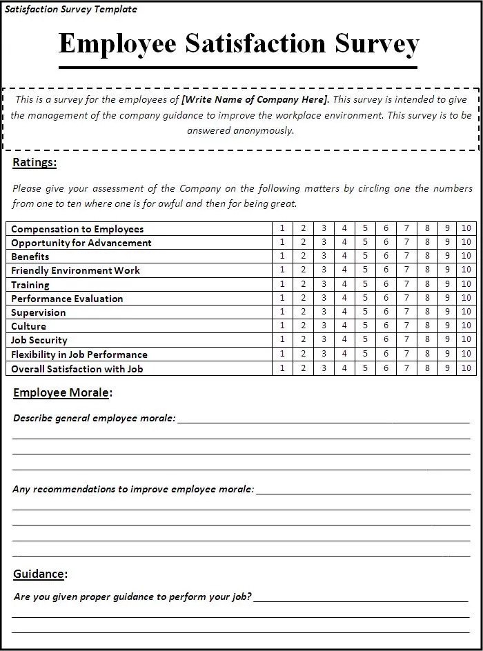 Satisfaction Survey Template