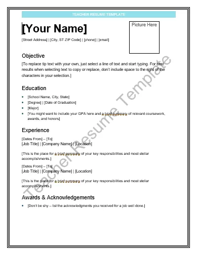 Teacher-Resume-Template