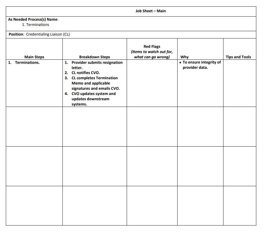 Blank Job Sheet Template