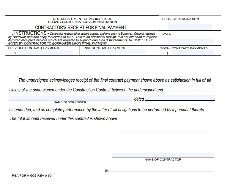 Contractor Payment Receipt Template