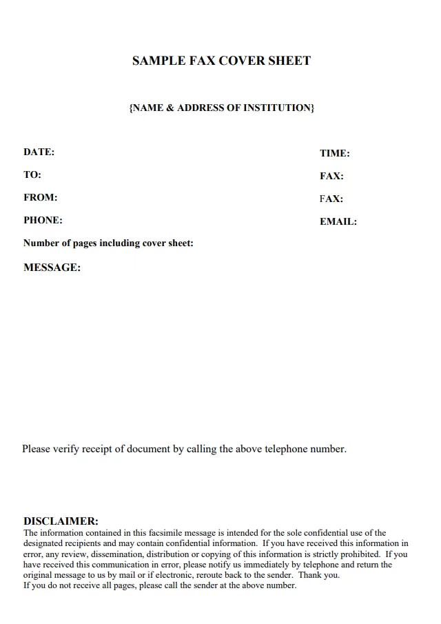 Free Fax Document Template