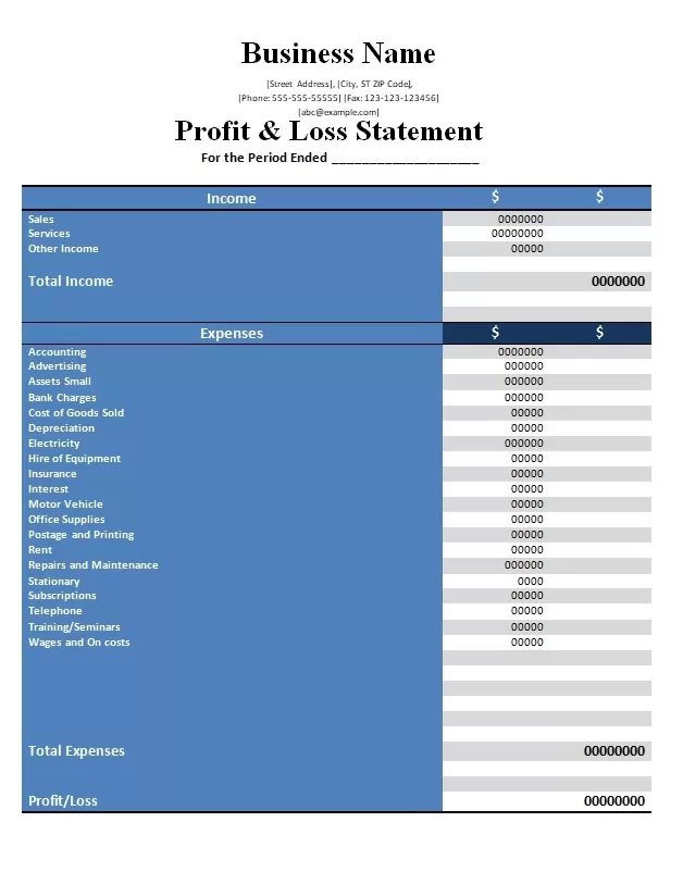 Income Statement Format