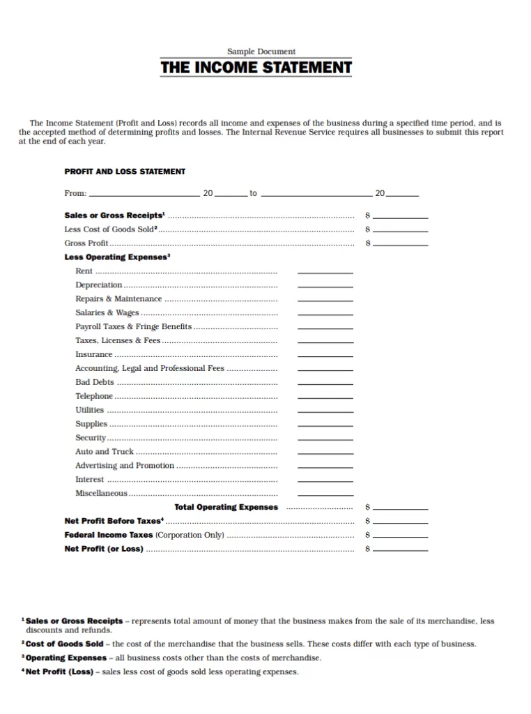 Income Statement Sample