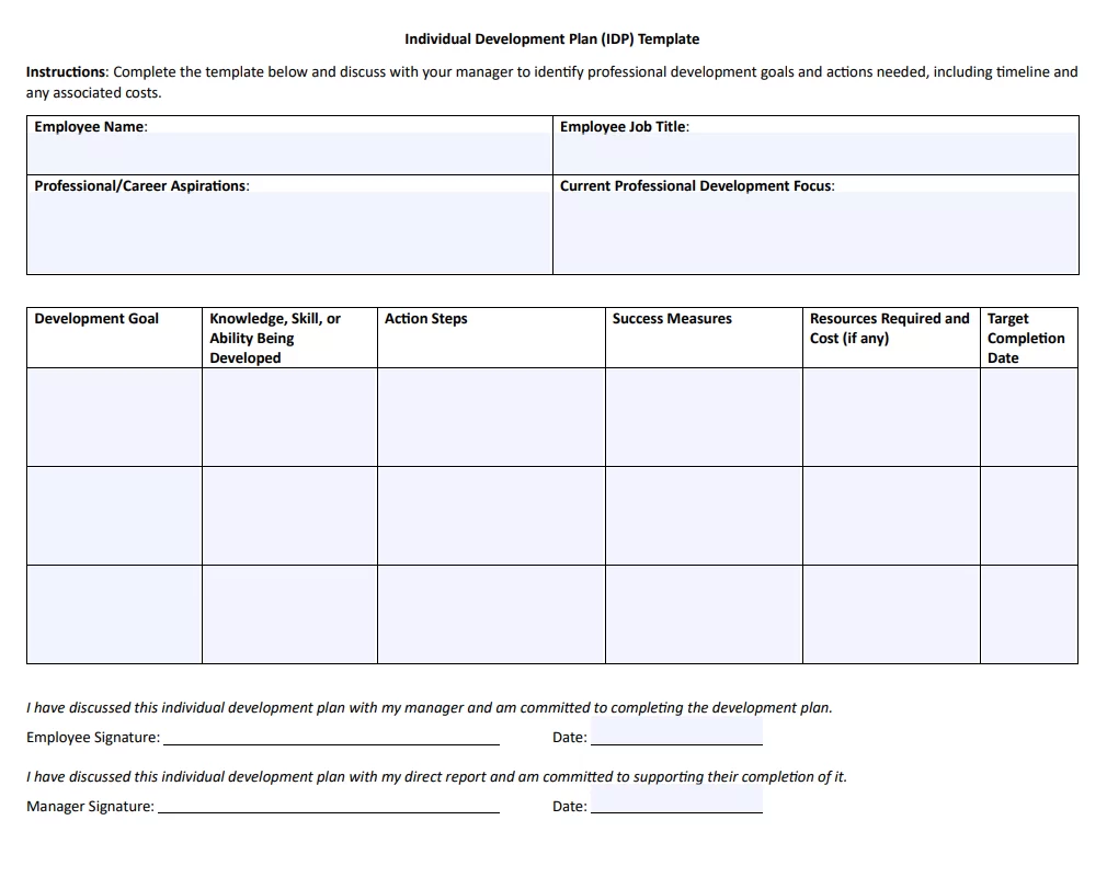 Individual Development Plan Template