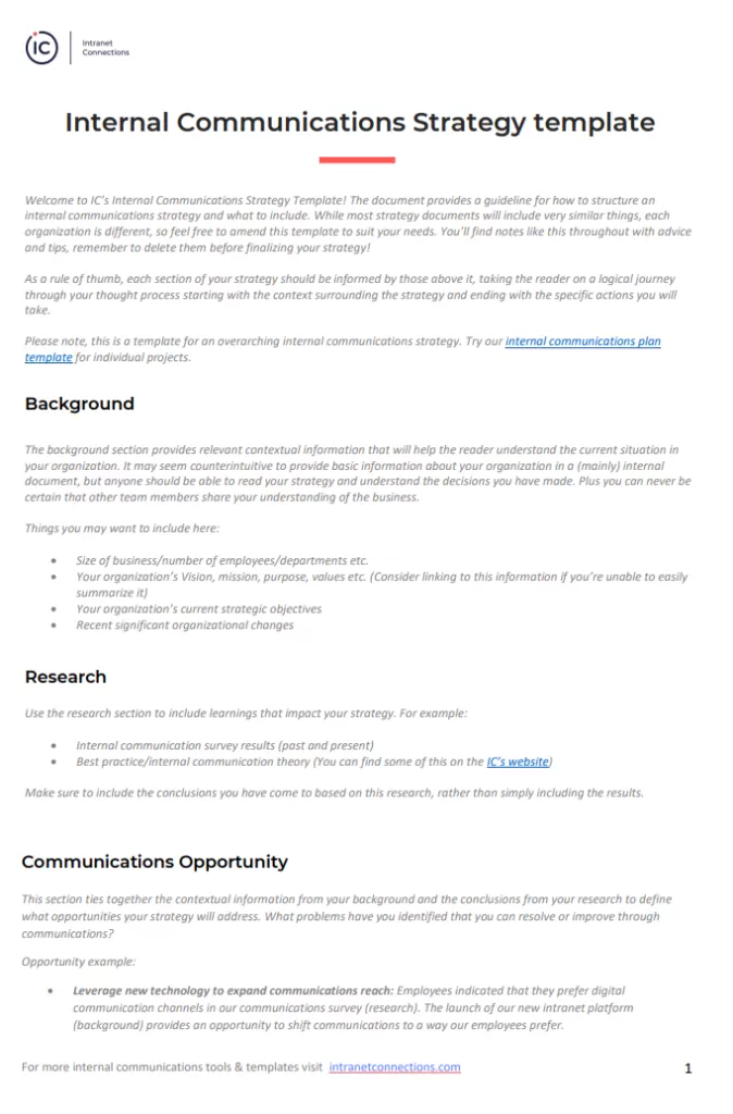 Internal Communication Strategy Template