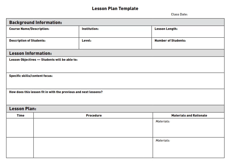 Lesson Plan Template