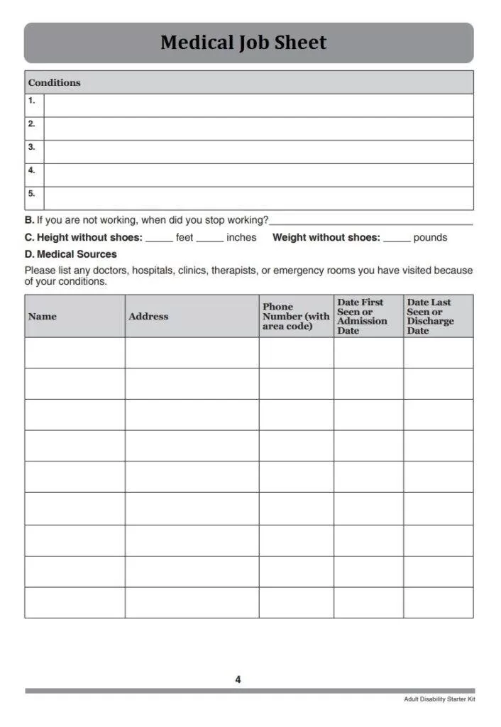 Medical Job Sheet Template