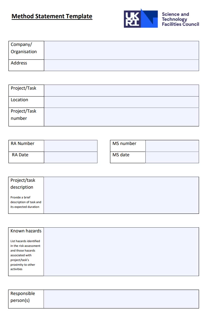 Method Statement Template