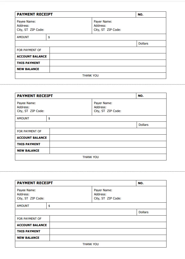 Payment Receipt Template PDF