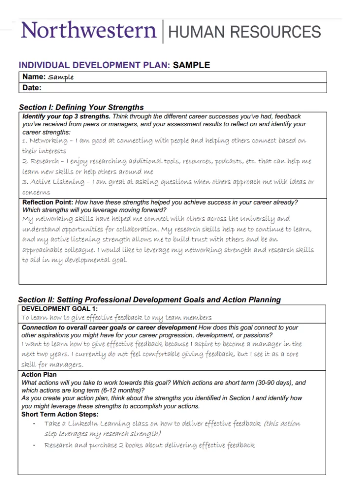 Personal Development Plan Sample