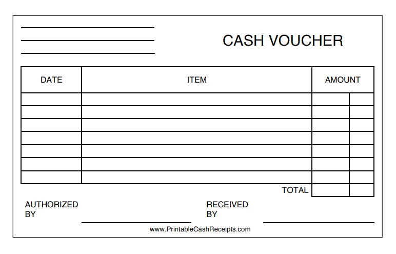 Printable Cash Voucher Template