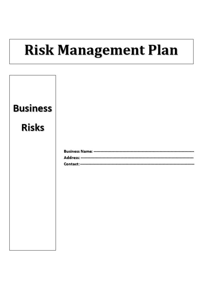 Risk Management Plan Format