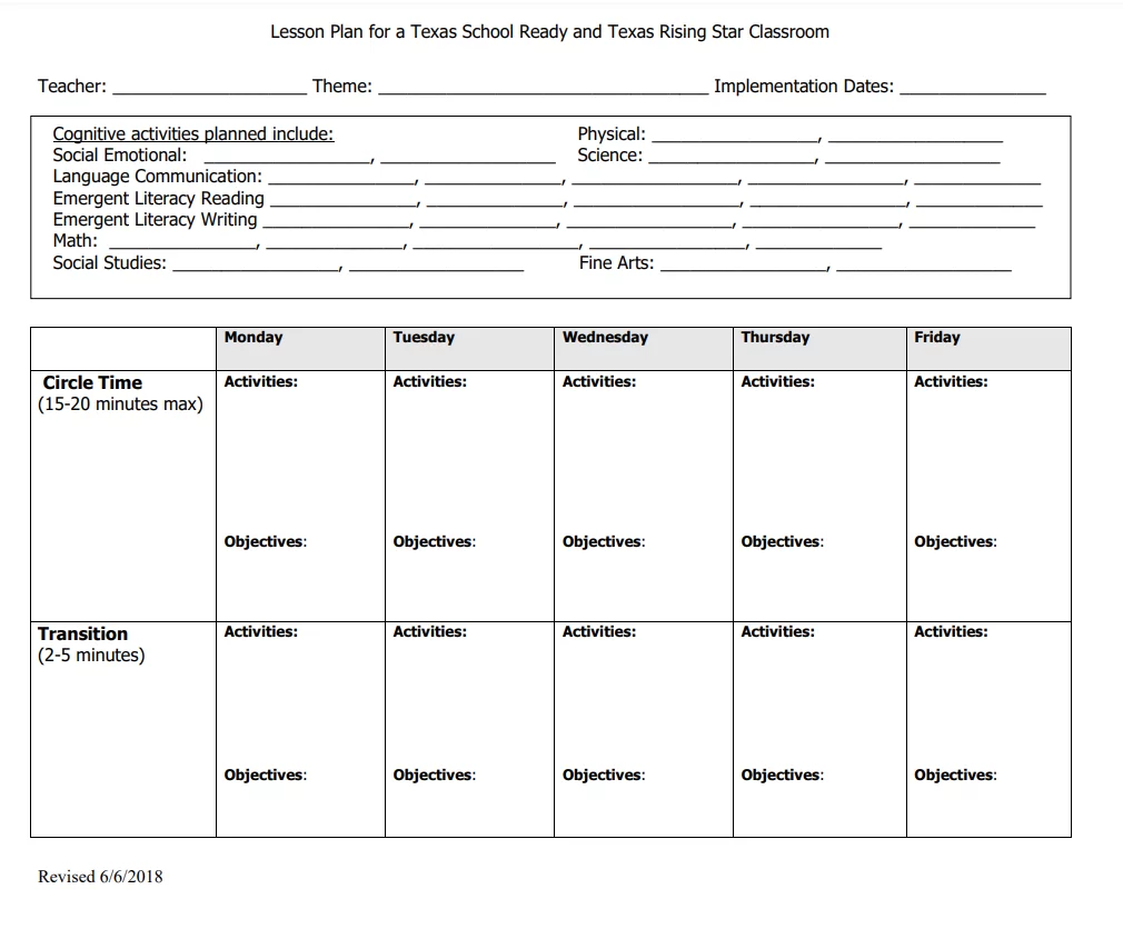 School Lesson Plan Template