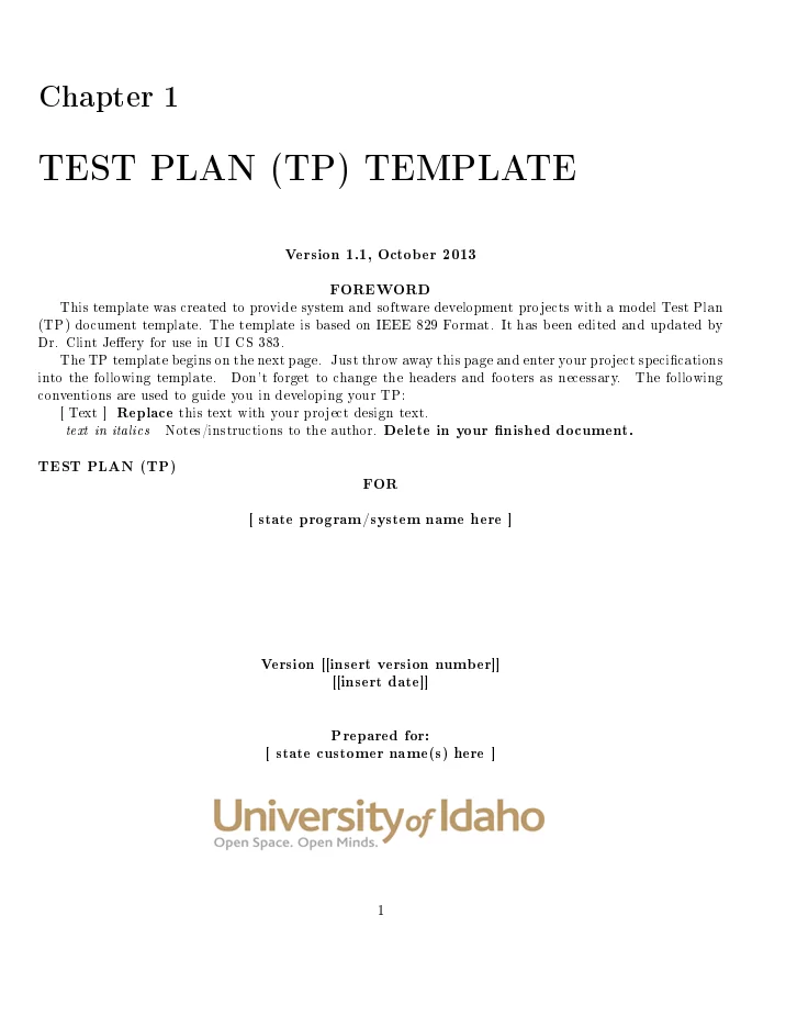 System Test Plan Template