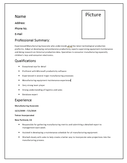 Manufacturing-Resume-Template