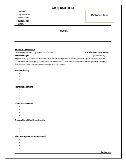 Manufacturing-Resume-Template