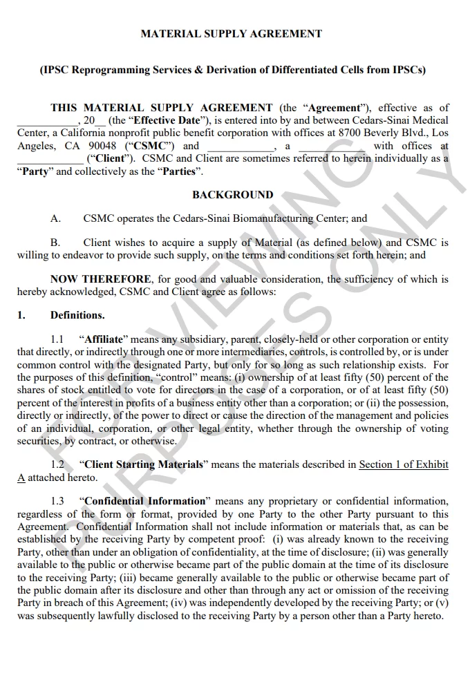 Material Supply Agreement Template