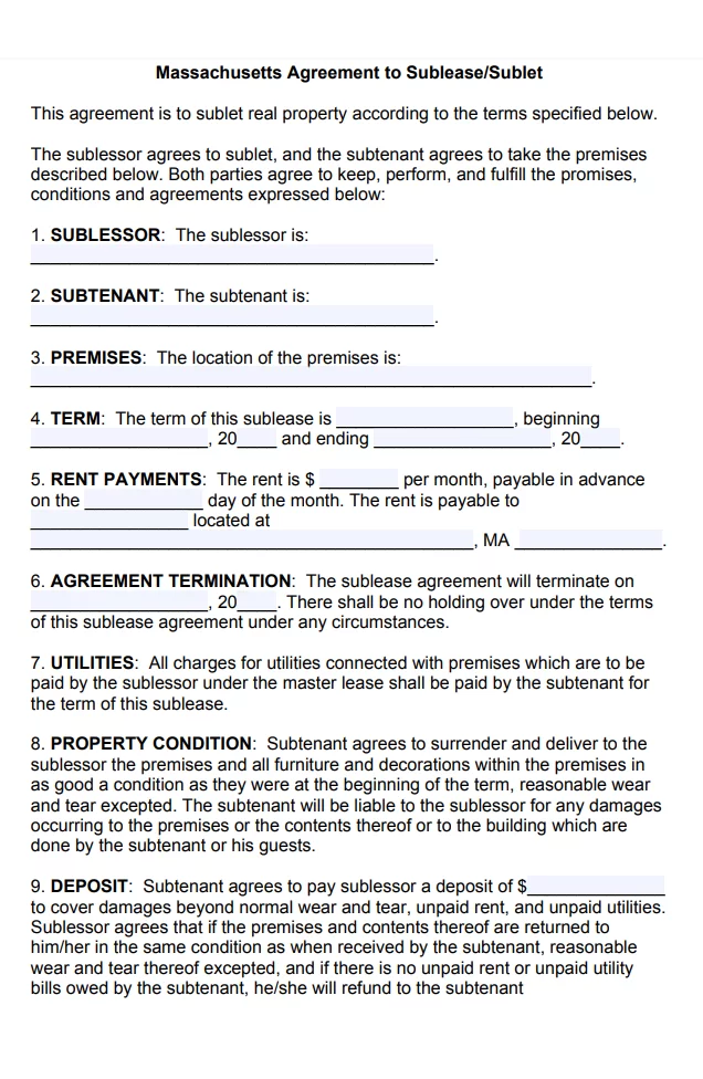 Sublet Agreement Format