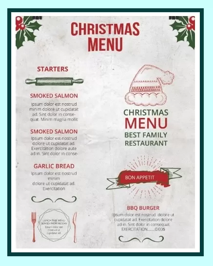 Free Christmas Menu Template