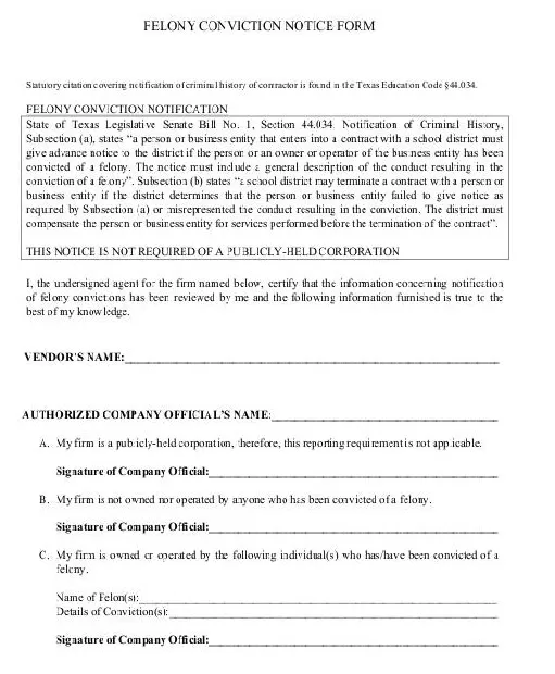 Conviction Notice Form