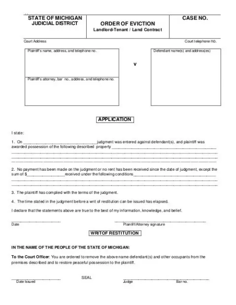 Eviction Order Template