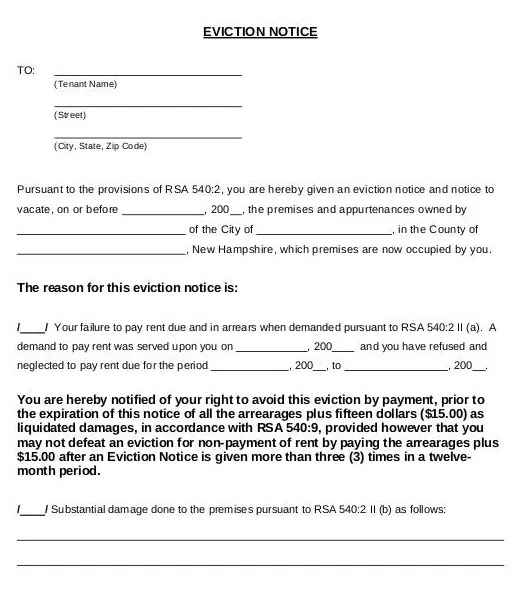 Generic Eviction Notice Form